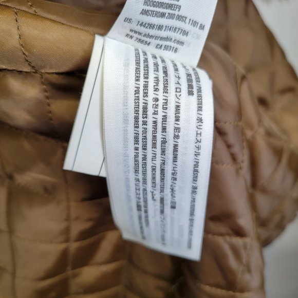 Abercrombie & Fitch Women's Small Jacket Coat Green Faux Fur Lined Hood - Picture 11 of 11